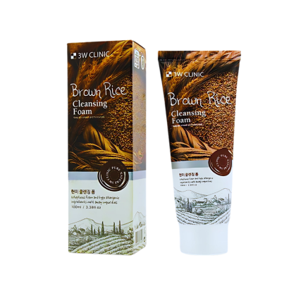 3W Clinic Brown Rice Foam Cleansing 100ml - Brightening Facial Cleanser for All Skin Types